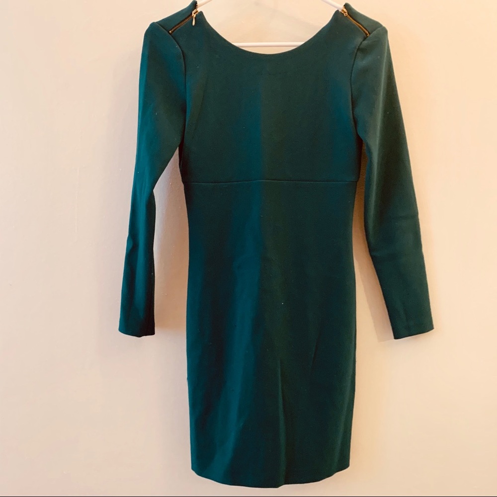 Zara forest green midi dress w scooped back